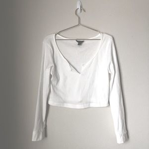 Long sleeve waffle thermal crop top